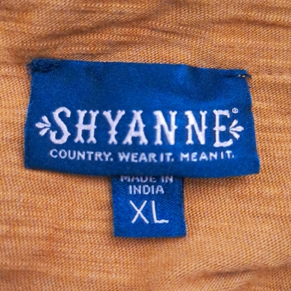 Shyanne Pecan Brown Embellished Western Equestrian Front Tie Tassel Top Size XL - Picture 8 of 12